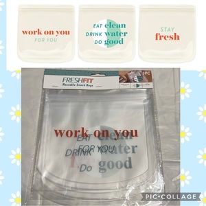 Set of Two New FreshFit 3PC Reusable Snack Bags - Motivational/Inspirational